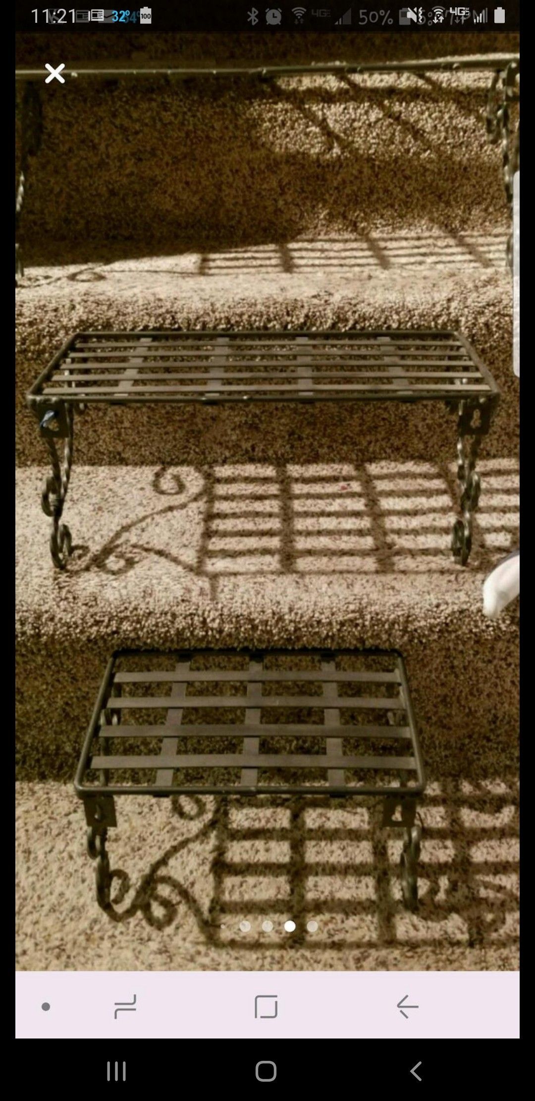 3 wrought iron wall shelves