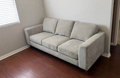 3-Seat Gray Fabric Sofa