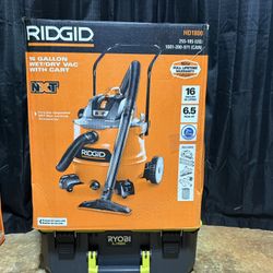 RIDGID 16 Gal. 6.5 HP Wet/Dry Shop Vac with Cart – Brand New! 
