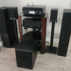 Sony AV Receiver & Fluance 5x1 Speakers System, w/Stands
