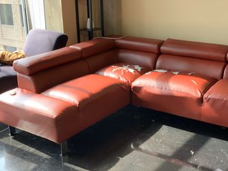 Red Leather Sectional