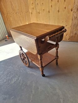 Vintage Oak Drop Leaf Butlers Bar $80 FIRM