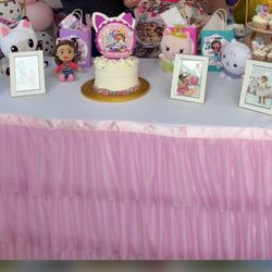 6 Ft. Pink Tulle Ruffle Tutu Table Skirt