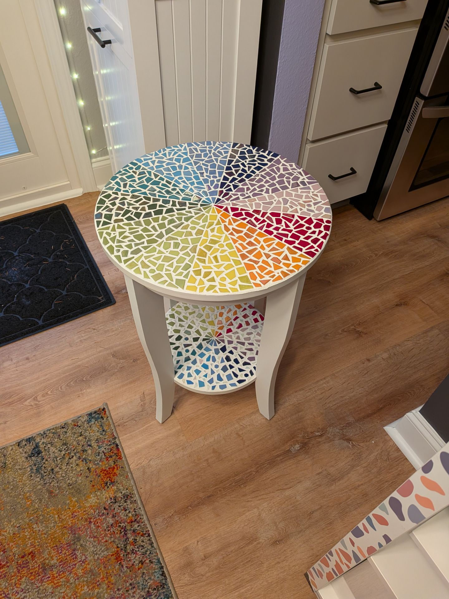 Mosaic rainbow side table