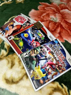 Nintendo Wii Game Bundle - Super Smash Bros, Mario Galaxy, Wreck-It Ralph