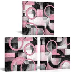 HOMEOART Pink Geometric Wall Art — 3-Piece Set