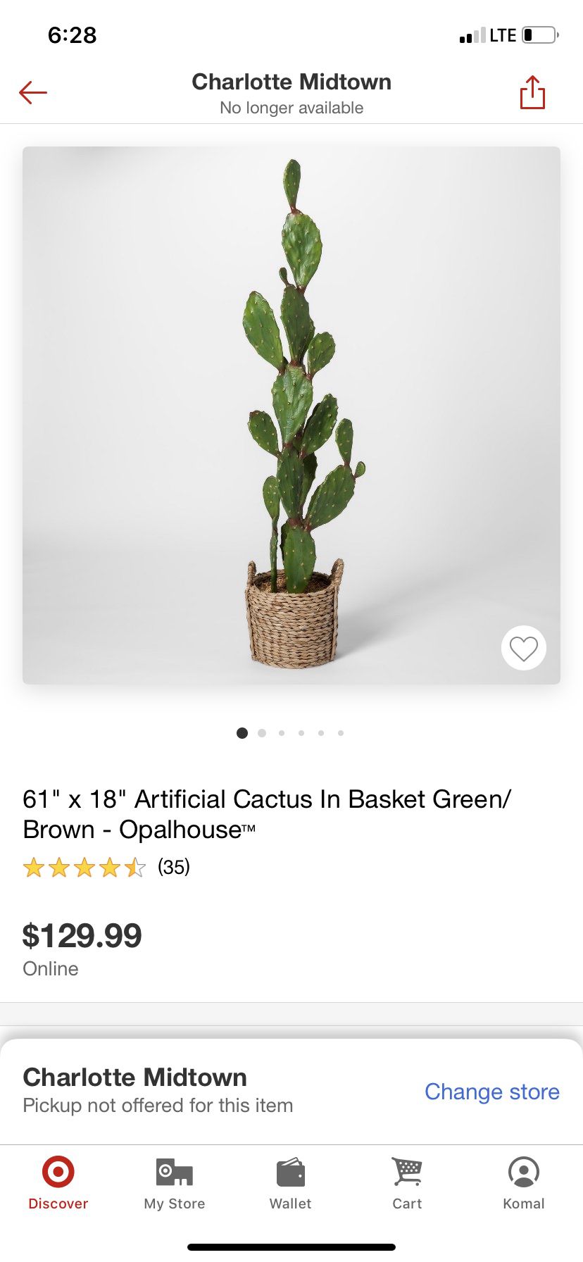 Artificial cactus plant with basket pot ( brand new )