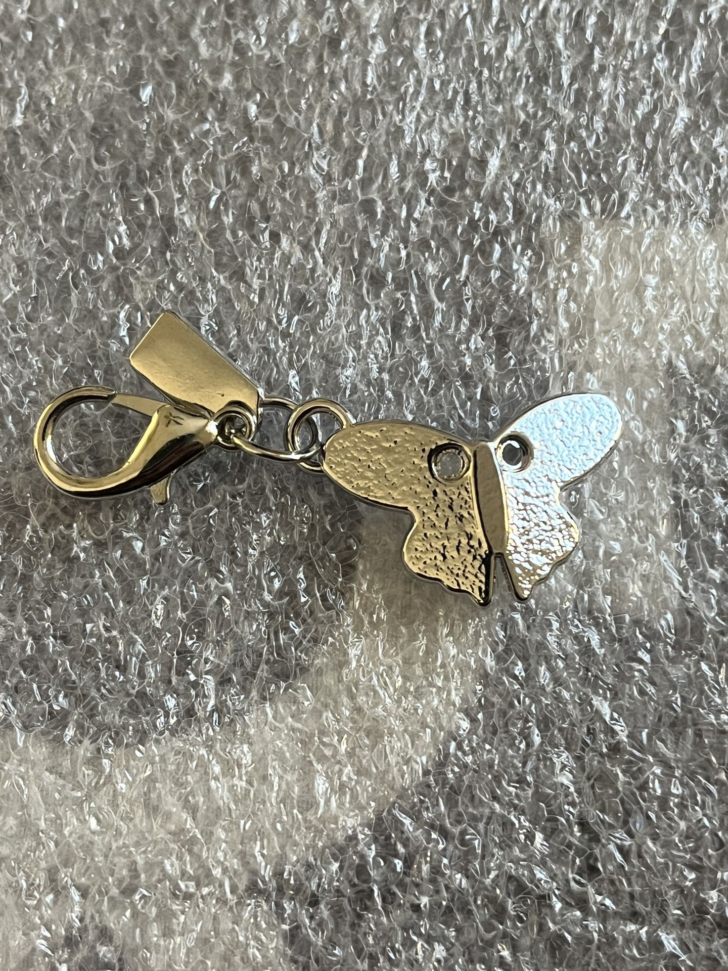 New Silver Toned Butterfly Zipper Pull Bag Charm