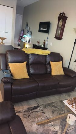 Leather couch and chair