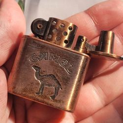 Vintage Camel Flip Top Lighter Full Sized Copper Good Condition Collectible 