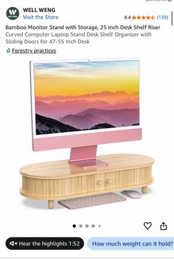 Well Weng Bamboo Monitor Stand with Storage. 25"