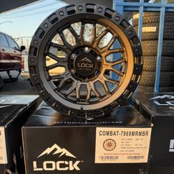 New Rims Size 17x9 Installed Brand Lock Matte Bronze W Matte Black Ring