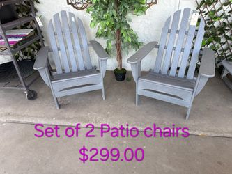 Set of 2 Gray Adirondack Patio Chairs We are located at 2811 East Bell road. Another Time Around Furniture.