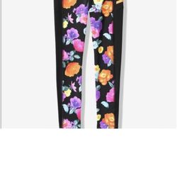 Victoria Secret PINK Leggings Pants Medium 7/8 High Waist Black Colorful Floral