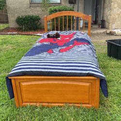 Twin Bed W/ Mattress & Bedding 