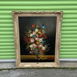 Authentic Vito RUGGERI Beautifully Framed & Signed Floral Oil Painting 
