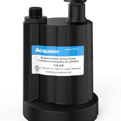 Acquaer Submersible Water Pump 1/6 HP Sump Pump Thermoplastic Utility Pump Small Electric Water Pump 1750 GPH Water Remove for Basement Hot Tubs Garde