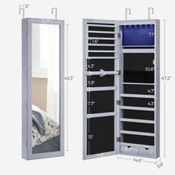 6 LEDs Jewelry Lockable Mount Armoire Organizer