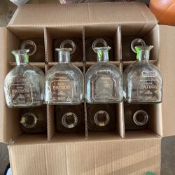 4 Empty Patron Bottles 750 ml