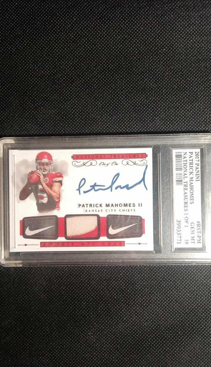 Graded PATRICK MAHOMES 2017 National Treasures #RST-PM 1 of 1 *RP *( Gem Mt. 10 )*