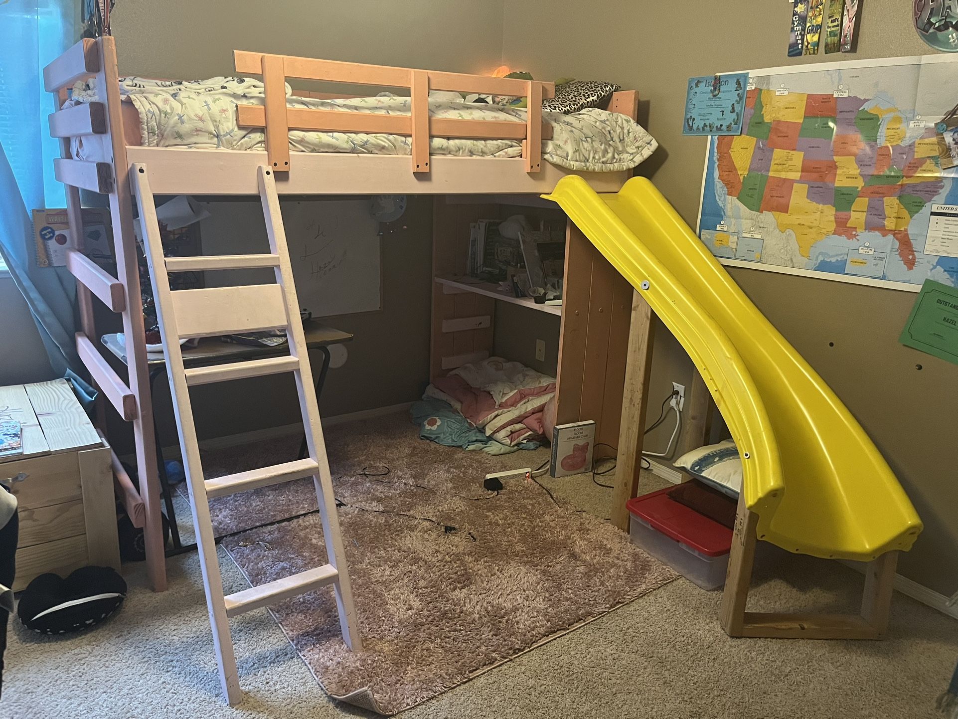 Bunk bed (Twin) - Solid Wood With Slide