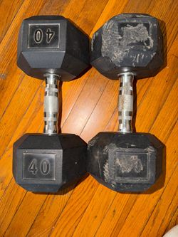 40Ib Rubber Hex Dumbbells Pair