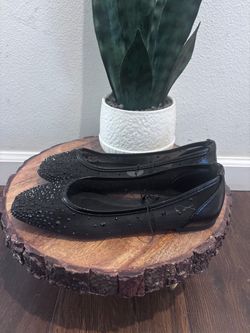 Black Rhinestone Mesh Ballet Flats Size 7