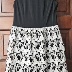 Sz 4, Tommy Hilfiger Fit & Flare Dress, Black/Ivory, Sleeveless, A-Line