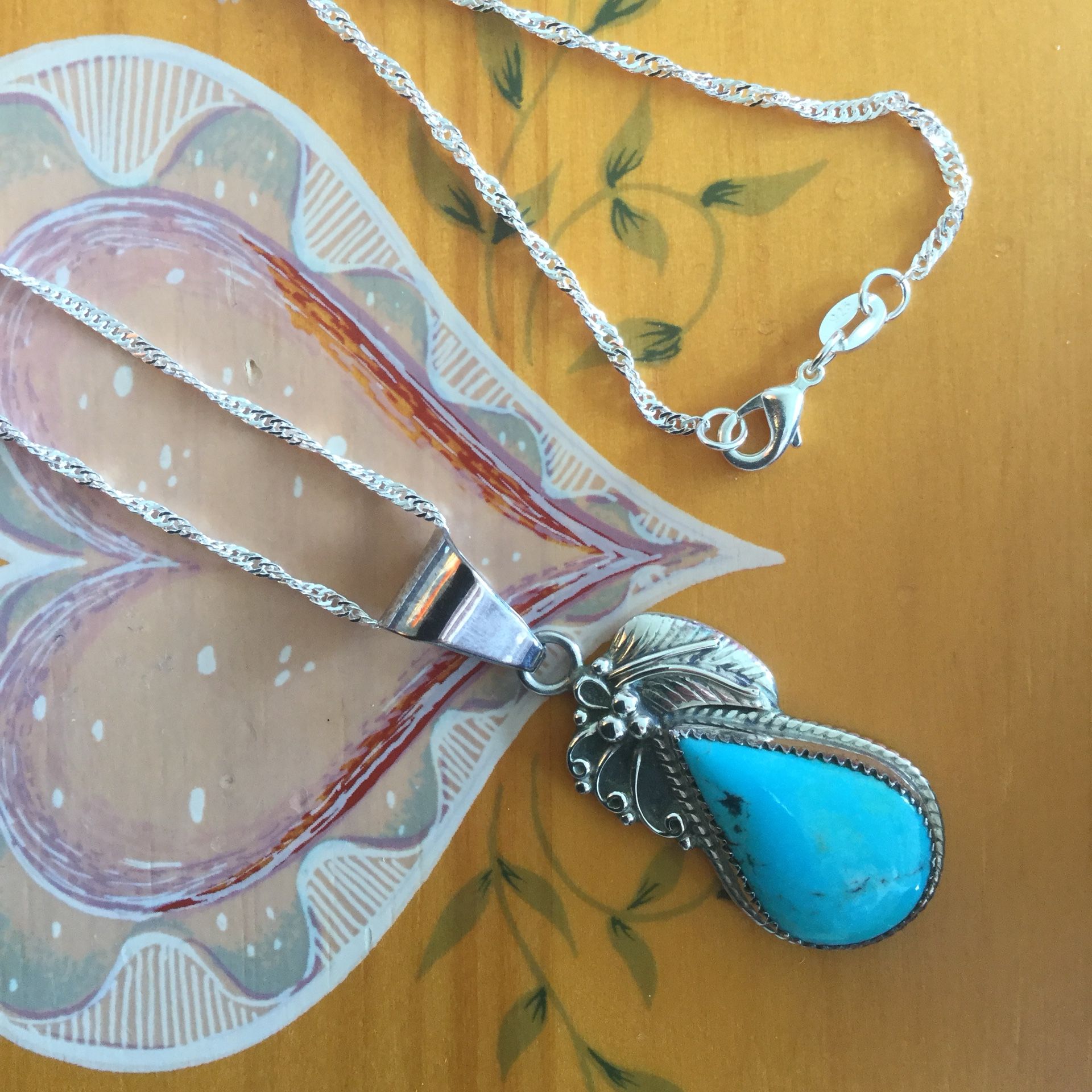 Fine silver jewelry 925 stamped ππ¦π Sterling Silver pendant with blue gemstone π 18β inch long Silver chain