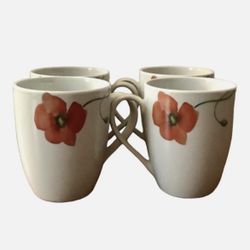 Tabletops Unlimited Gallery Poppy Coffee Tea Chocolate Mugs Set Of 4