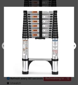 Telescoping Aluminum Extension Ladder 12.5 FT