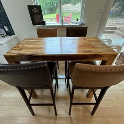 Wood  Coffee Table & 4 Chairs