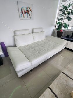 Large leather white couch