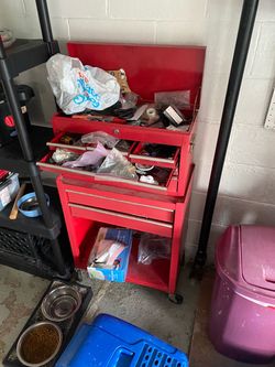 Red Rolling Tool Cart with Drawers