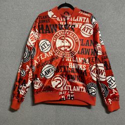 Pro Standard Atlanta Hawks Satin Snap Jacket Mens L All Over Print Basketball