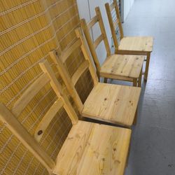 4 IKEA Natural Wood Chairs 