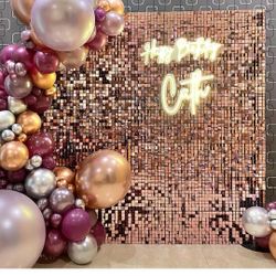 Shimmer Wall Backdrop Ppanels- 24 Pieces Square Panel DIY Party Backdrop for Birthday Party, Wedding, Bachelor Party, Halloween & Christmas Party and 