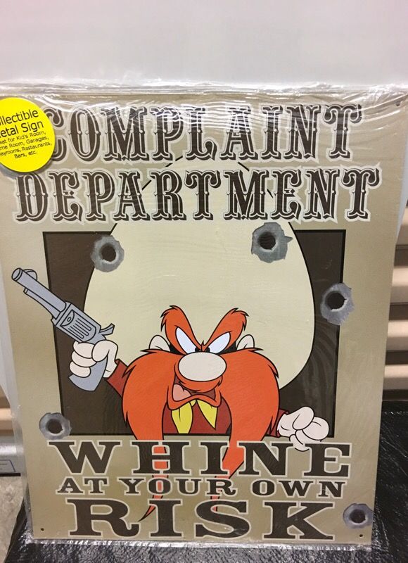 Wall hanging, complaint department