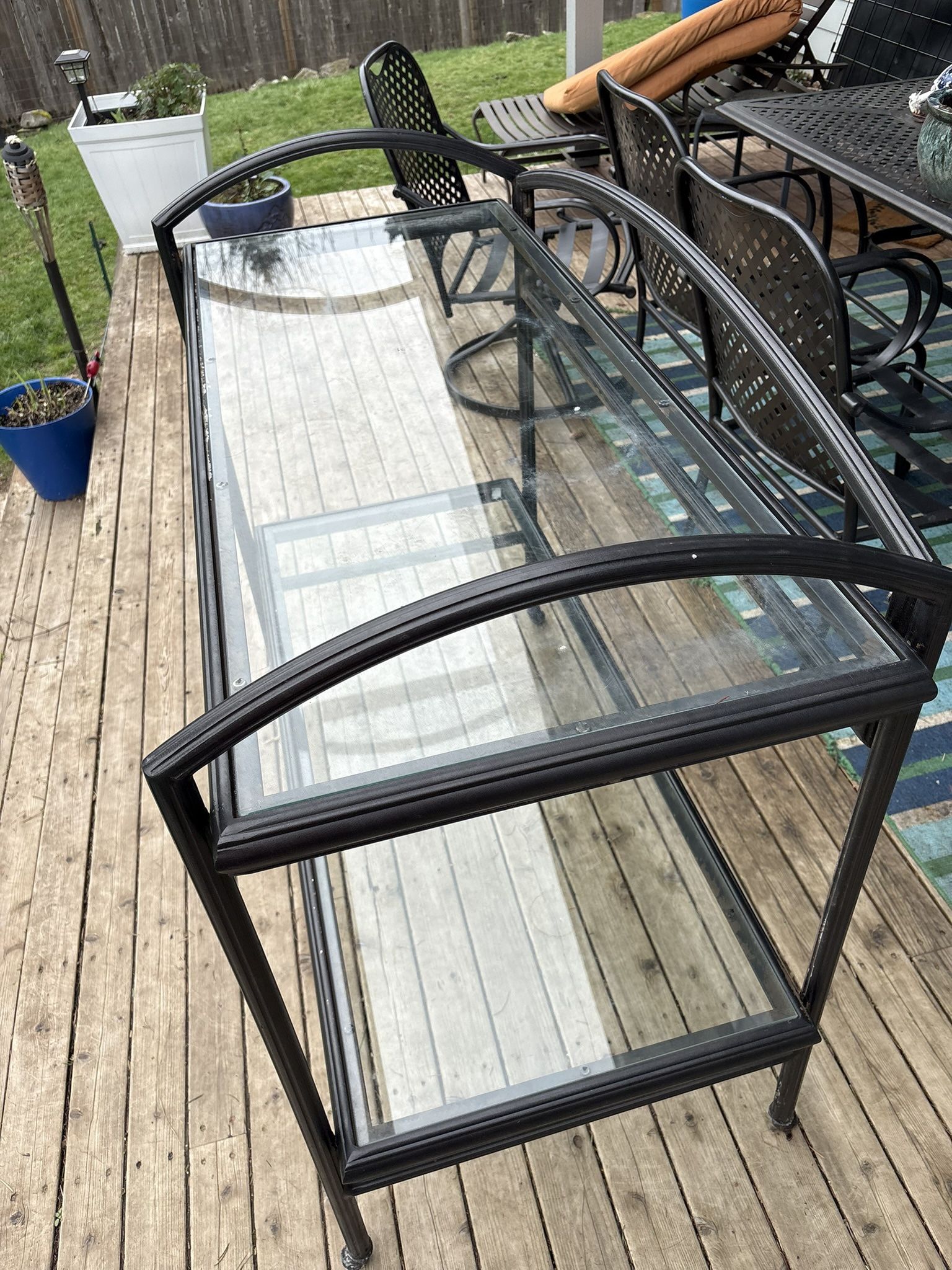 Metal table W Glass Shelves