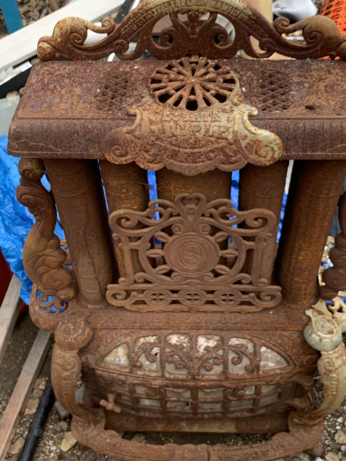 1895 Tripple Effect Cast Iron Stove Wood Burner Vintage Steam Punk