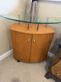 Accent Table With Glass Top And Storage