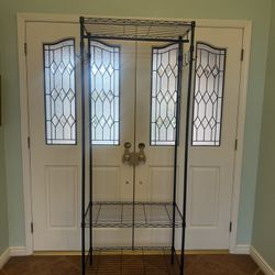 Metal Garment Rack with Shelves + Hooks – Bakersfield (No Delivery)