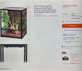 33-gallon reptile terrarium with single swing door