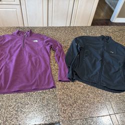 Northface Fleece Pullover And Under Armour Zip Up Jacket