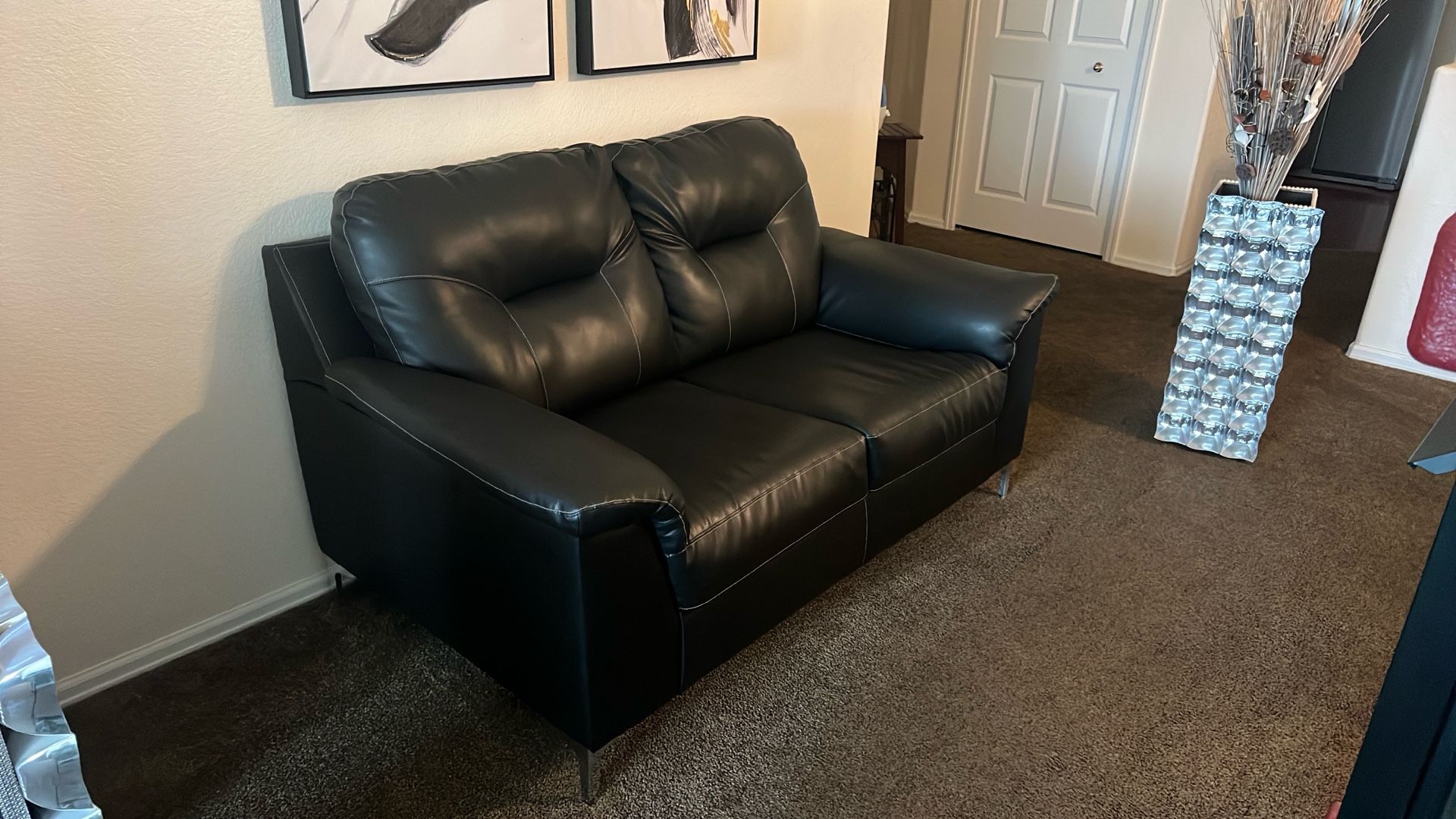 Black Leather Loveseat 