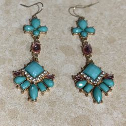 Chic Turquoise and Pink Dangle Earrings not sure