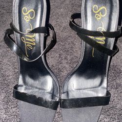 So Me Black Strappy Heels