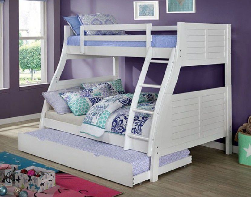 Brand New White Twin Over Full Bunk Bed (Trundle Sold Separately)