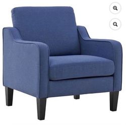 NEW IN ITS BOX VINGLI Mid-century Modern Accent Chair,Navy Blue Fabric Accent Chair for Living Room