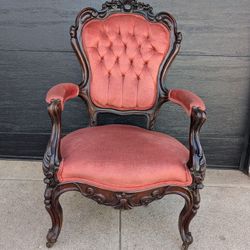 Beautiful Antique Victorian Parlor Chair Carved Wood